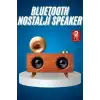 Bluetooth Nostalji Speaker Radyo Gramofon Ahşap Renk Vintage