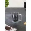 Çift Cidarlı Cam Kupa Gri Renk