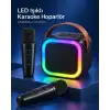 Çift Kablosuz Mikrofonlu LED Işıklı Bluetooth Karaoke Hoparlör Seti