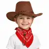 Çocuk Kovboy Şapka Kahverengi ve Kırmızı Bandana Seti