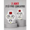 Direkt Duvar Prizine Takılan 3’lü Priz Adaptörü Anahtarlı Priz Çoklayıcı 2 Adet