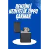 Doldurulabilir Siyah Benzinli Çakmak Metalik
