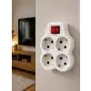 Duvar Priz Çoğaltıcı 4 Çıkışlı Açma Kapama Düğmeli Kablosuz Priz Adaptörü