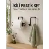 Duvara Yapışkanlı 2’li Düzenleme Seti Havlu Askısı ve Tuvalet Kağıdı Tutucu