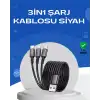 Evrensel 3 Başlıklı Şarj Kablosu – iPhone Huawei Samsung İçin