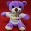 Happy Birthday Tişörtlü Peluş Mor Ayıcık