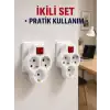 Kablosuz 3’lü Priz Çoklayıcı Açma Kapama Anahtarlı Duvar Tipi 2 Adet Set