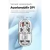 Bluetooth USB Çift Modlu Sessiz Mouse, Şeffaf Mıknatıslı Kapaklı, Type-C Şarjlı, DPI Ayarlı, Kablosuz 10m Çekim Mesafeli, Masaüstü Kısayol Tuşlu, Taşınabilir Şarjlı Mouse Beyaz
