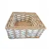 Kare Örgü Desenli Doğal Hasır Sepet Seti - 3lü