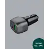 Kompakt Tasarımlı Type-C + USB Girişli Araç Şarj Başlığı