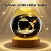Lazer İşlemeli Yunus Kristal Küre Sıcak Işıklı Ahşap Standlı