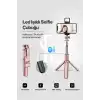 Led Işıklı Selfie Çubuğu Bluetooth Kumandalı Kablosuz Tripot Selfie Monopod Selfie Stick (Pembe)
