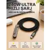 Örgülü 240W Type-C Katlanabilir Telefon Standlı Şarj Kablosu