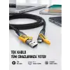 Örgülü Tasarım 4’ü 1 Arada USB-C Lightning Hızlı Şarj Kablosu