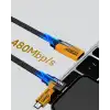 Örgülü Tasarım 4’ü 1 Arada USB-C Lightning Hızlı Şarj Kablosu