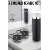Paslanmaz Çelik 3’lü Termos Seti Vakumlu ve 8 Saat Isı Koruma
