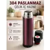 Paslanmaz Çelik Seyahat Termosu Tek Tuşlu Vakumlu Kahve ve Çay Termosu