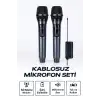 Profesyonel Çiftli Kablosuz Mikrofon Seti Karaoke Şarj Edilebilir 50 Metre