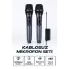 Profesyonel Çiftli Kablosuz Mikrofon Seti Karaoke Şarj Edilebilir 50 Metre
