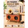 Retro Gramofon Tasarımlı Bluetooth Hoparlör – 3D Stereo Ses, 1800 mAh Batarya