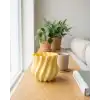 Sarı Kıvrımlı 3D Vazo Es Modern Ev ve Ofis Dekoru
