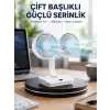 Sessiz Çalışan USB Şarjlı Çift Kafalı Masaüstü Fan – Ev ve Ofis İçin
