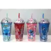 Sevimli Stitch Pipetli Işıklı Pullu Suluk Bardak 400 ml