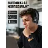 Siyah Kablosuz Bluetooth Kulaklık 300 mAh Hızlı Şarj Katlanabilir Pedli Yeni Nesil
