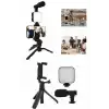 Telefon Tutucu Mini Mikrofonlu Tripod Vlog Çekim Video