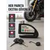 Titreşim Sensörlü Alarmlı Motosiklet Disk Kilidi 14mm Çelik Çift Kilitleme