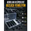 Universal Araç Döşeme Klipsi ve Tampon Sabitleme Pimi Seti 100 Parça Organizer Kutulu