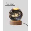 USB Bağlantılı Işıklı Kristal Küre Modern Ahşap Tabanlı Dekor