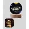 USB Bağlantılı Işıklı Kristal Küre Modern Ahşap Tabanlı Dekor