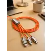 USB Type-C, Lightning ve Micro USB Uyumlu 3ü 1 Arada Hızlı Şarj Kablosu
