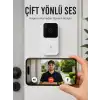 Wi-Fi Beyaz Görüntülü Kapı Zili  HD Kamera, Gece Görüşü ve Çift Yönlü Konuşma Özellikli