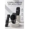 Yeni Nesil Akıllı Saat Bluetooth Görüşme, Sağlık Takibi, AMOLED Ekran ve 3 Kordon Seti