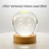 Yonca Figürlü Cam Küre USB Işıklı Ahşap Tabanlı Dekoratif Masa Lambası