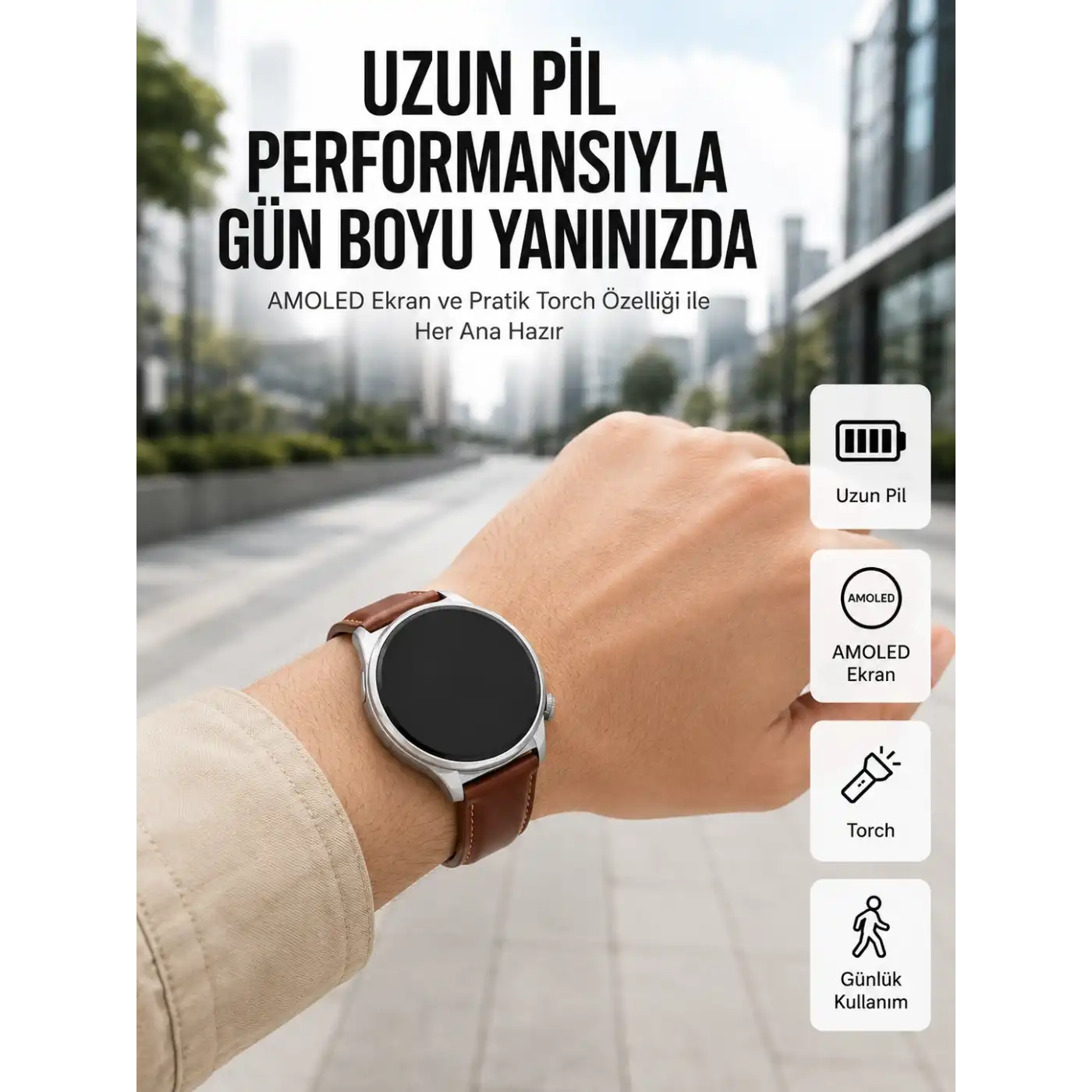 10 Gün Şarj Dayanımı Sunan AMOLED Ekran Akıllı Saat Yeni Nesil