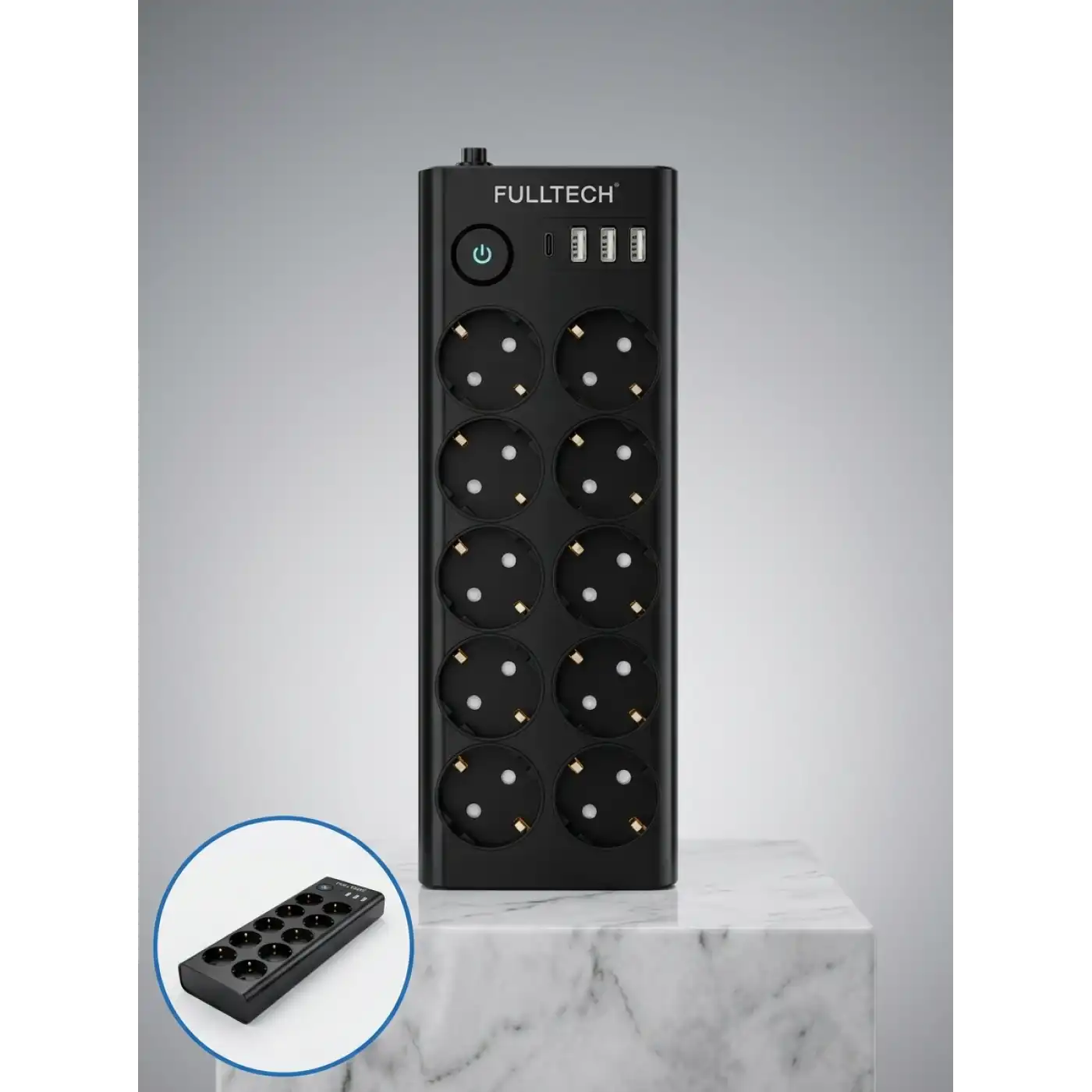 10 Prizli USB Destekli Çoklu Priz Type-C Şarj Girişli Güvenli Güç Ünitesi