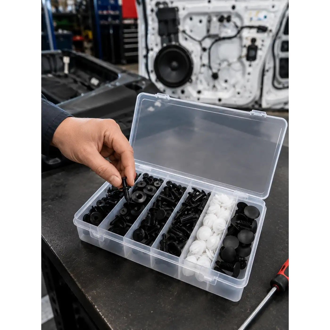 100 Parça Oto Döşeme Klipsi Seti Tampon, Kapı Paneli ve Plastik Trim Sabitleme Klipsleri
