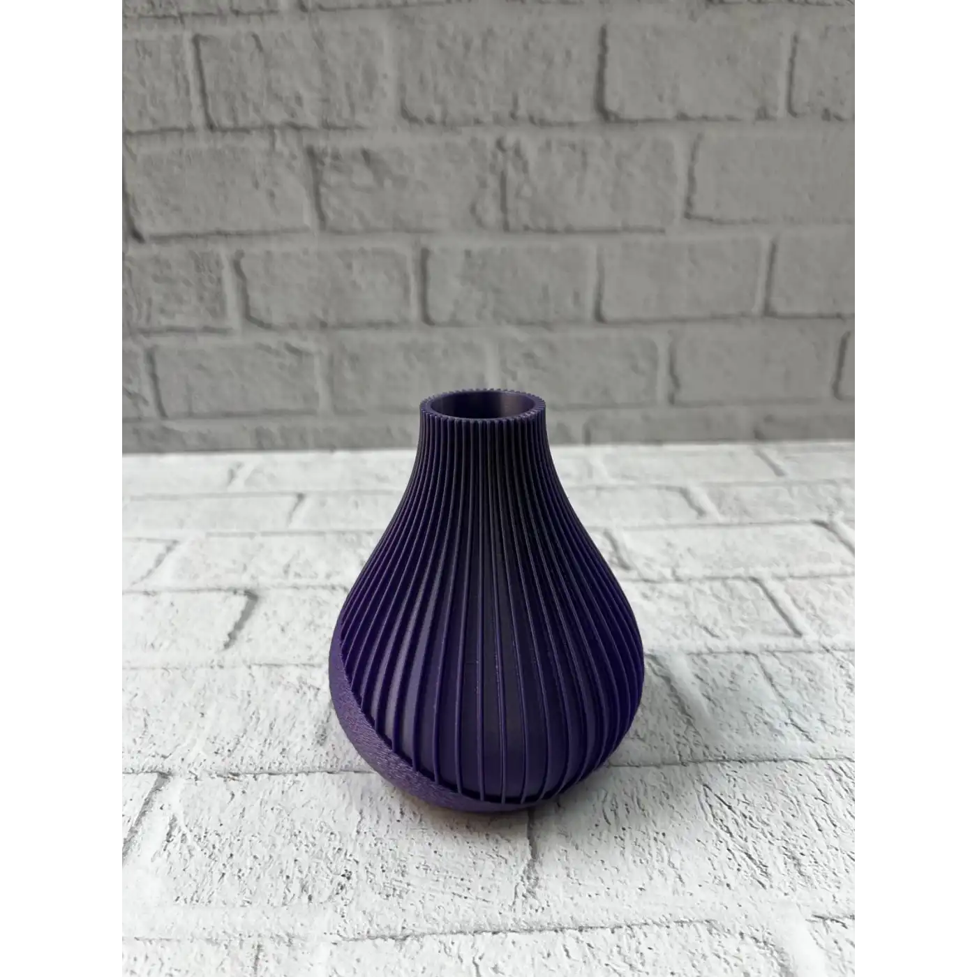 11 cm Mor Minimal Çizgili Vazo Masa Üstü Şık Dekor Objesi