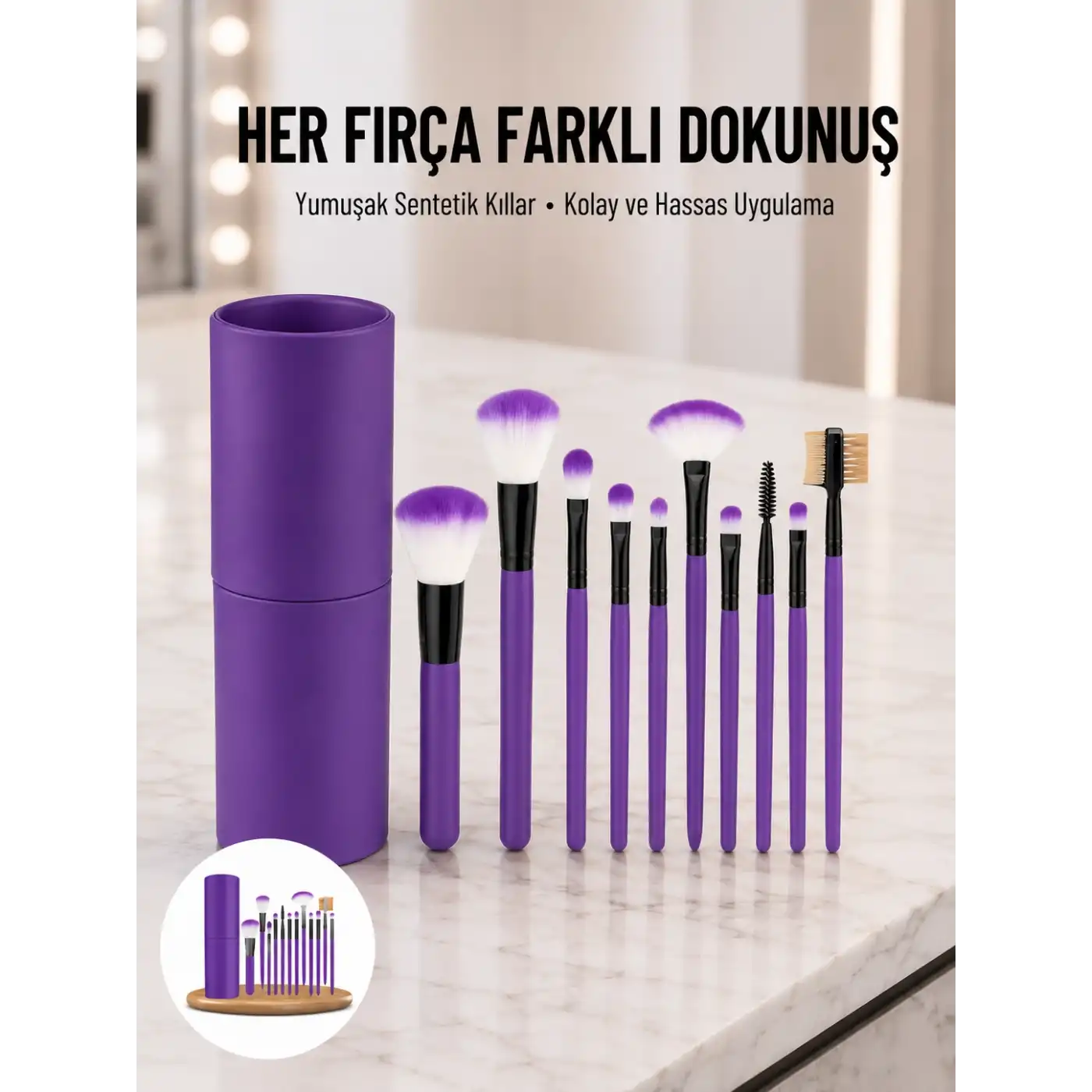 12 Parça Profesyonel Makyaj Fırçası Far Fırçası Allık Fırçası Yumuşak Kıllı