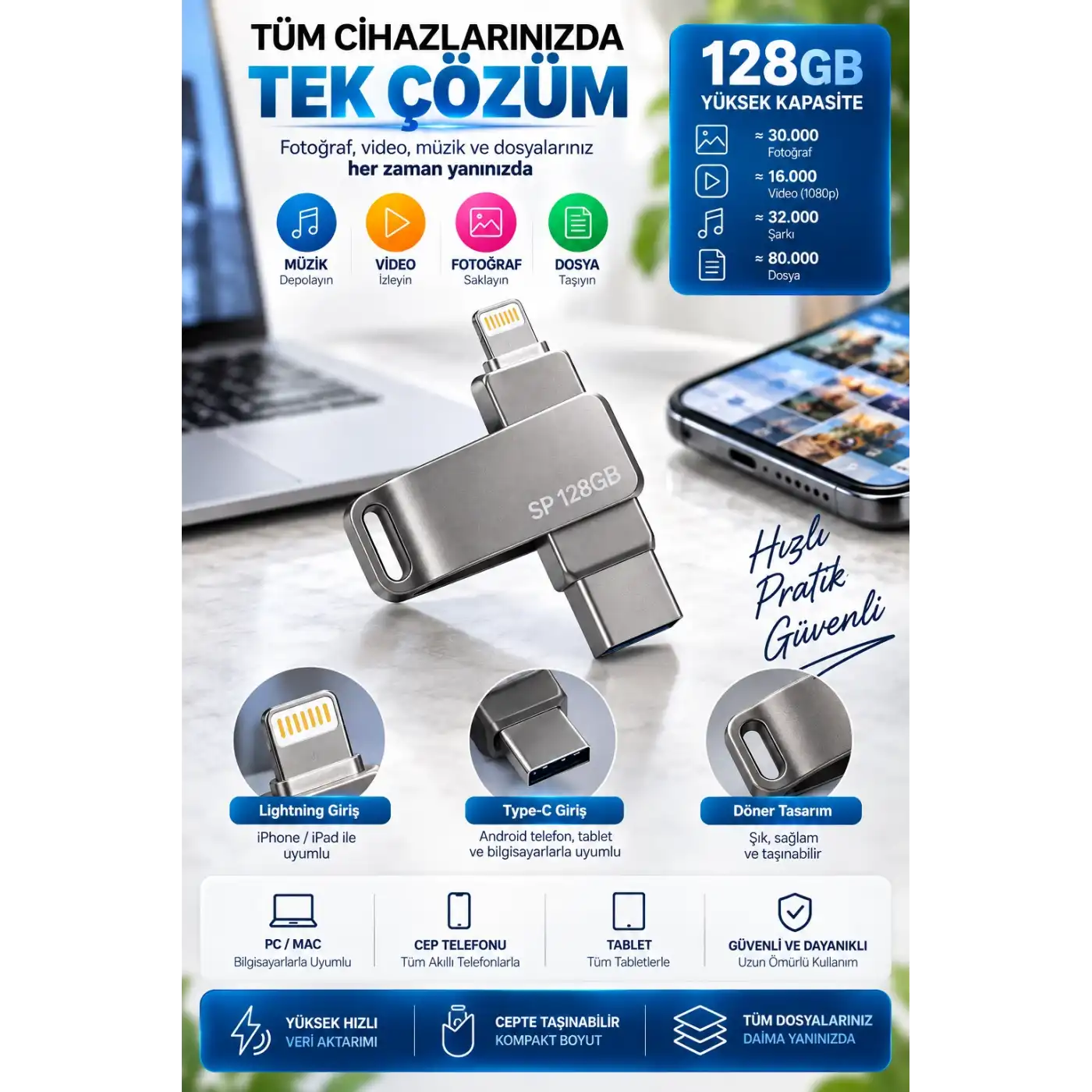 128 GB FLASH BELLEK