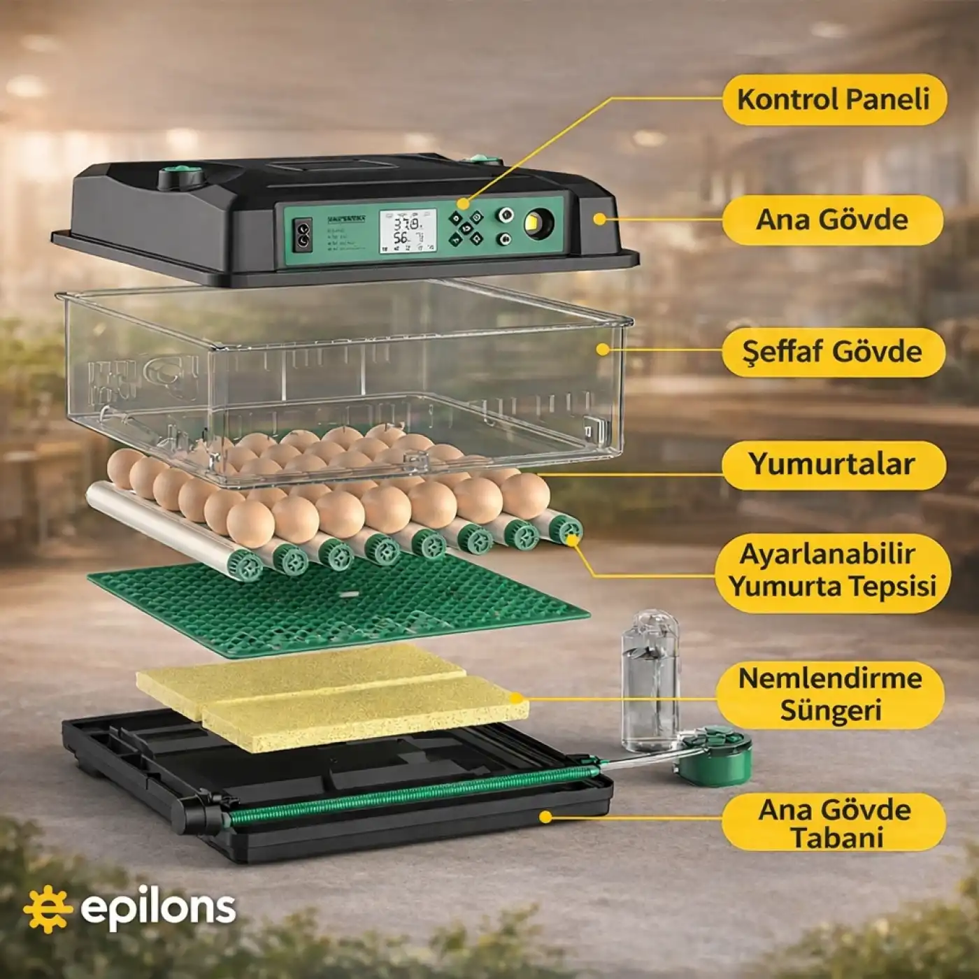 FX-128 Model Tam Otomatik Kuluçka Makinesi – Çift Katlı, Çift Güç Sistemli, Su Hazneli Yeni Nesil İnkübatör