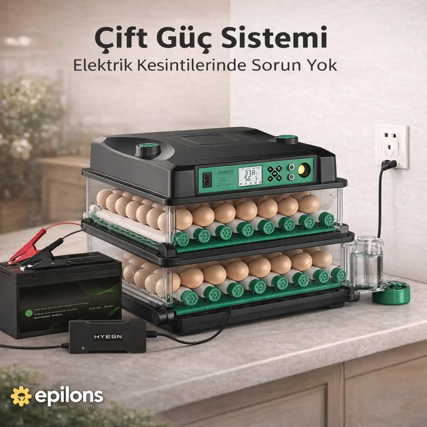 FX-128 Model Tam Otomatik Kuluçka Makinesi – Çift Katlı, Çift Güç Sistemli, Su Hazneli Yeni Nesil İnkübatör