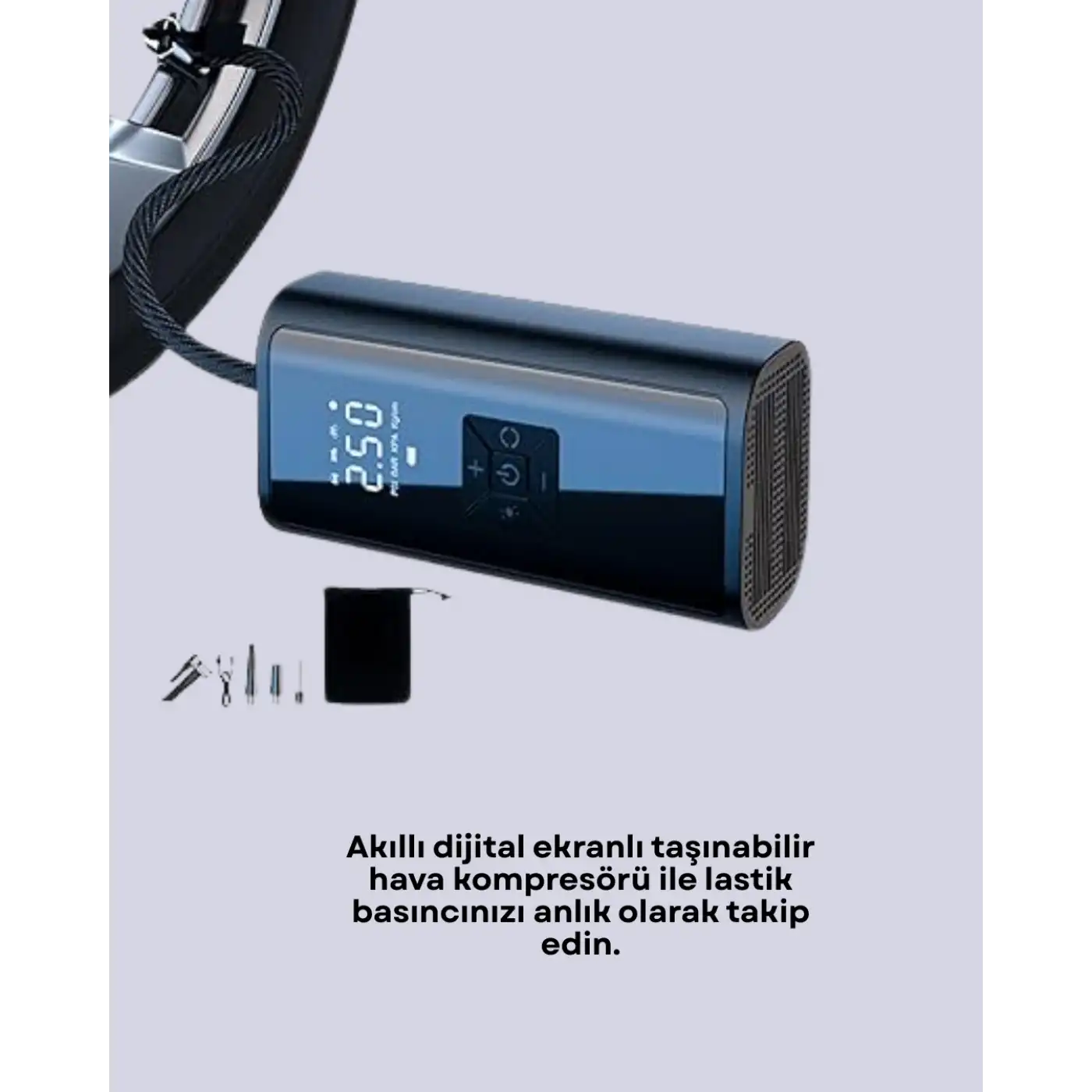 12V Uyumlu Çok İşlevli Akıllı Araç Lastik Pompası Yeni Nesil