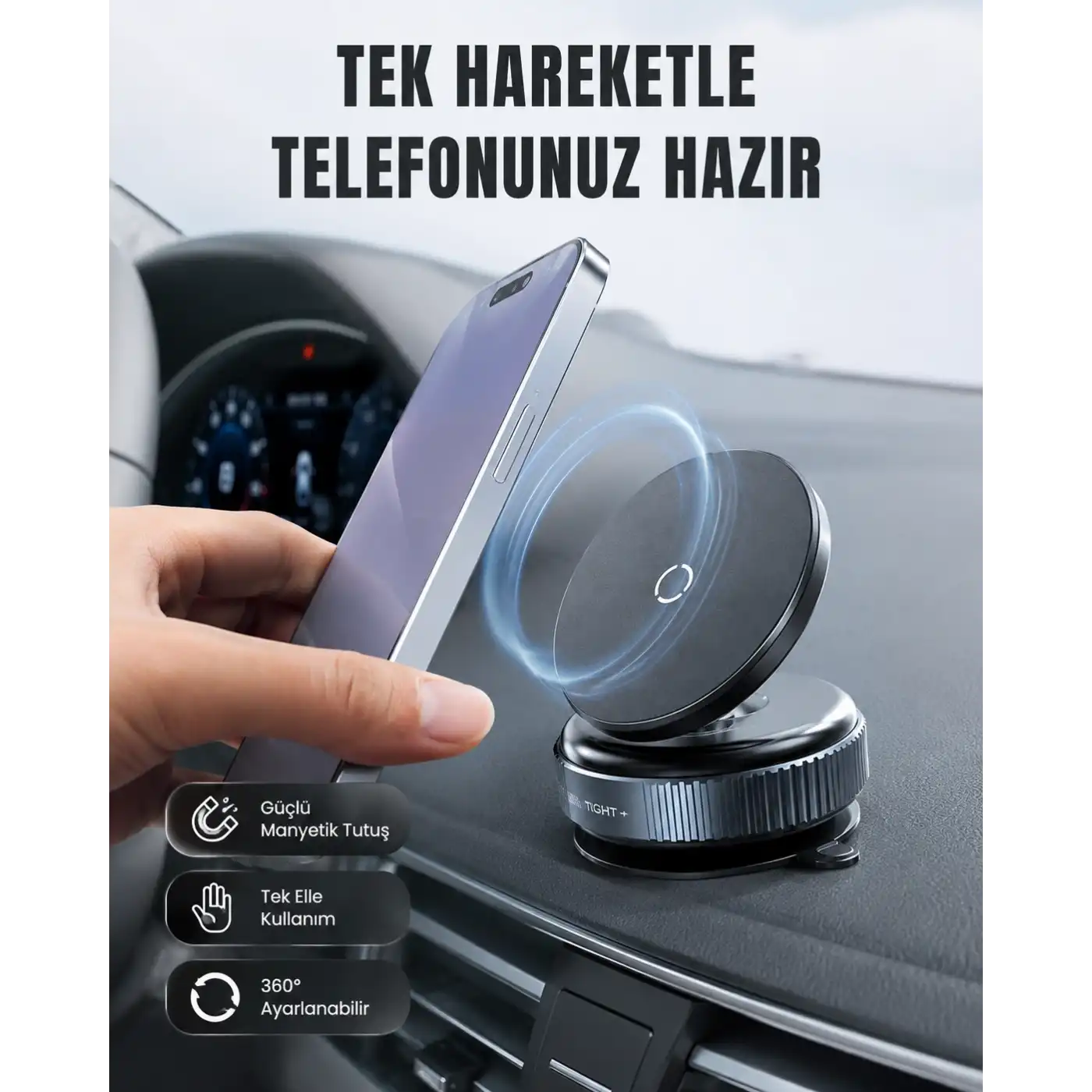 16 Mıknatıslı Araç Telefon Tutucu Kaymaz ve Güvenli
