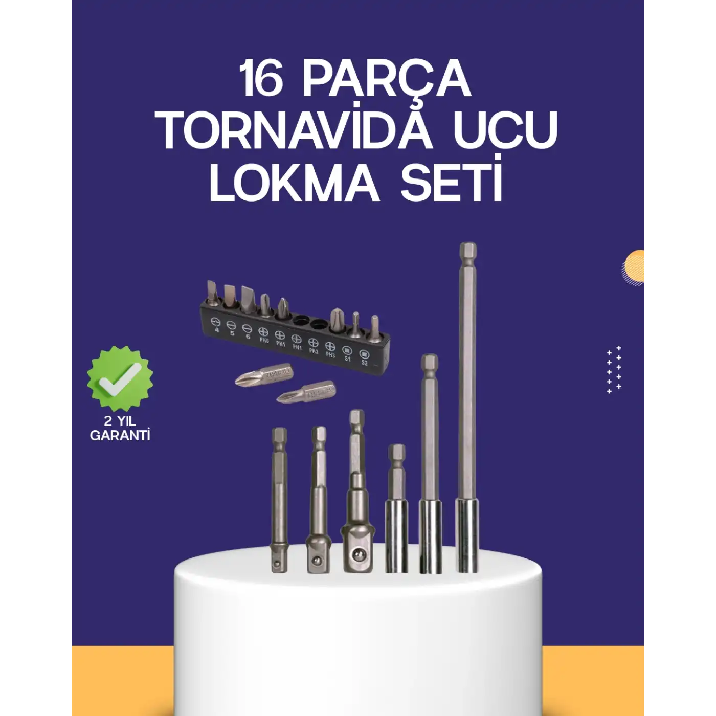 16 Parça Bits ve Adaptör Seti Vidalama Tamir Bakım Seti