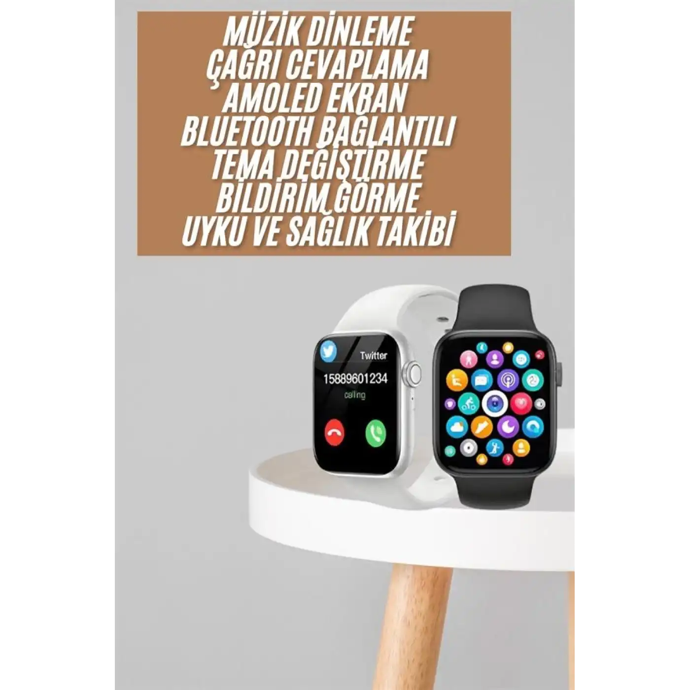 1.83 İnç Akıllı Saat Android ve İOS Uyumlu Çağrı Cevaplayabilen Adımsayar GPS Takibi