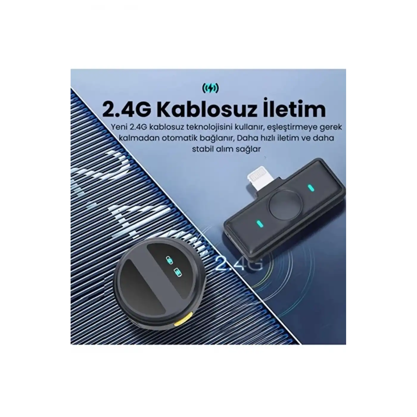 2 Adet Profesyonel Kablosuz Yaka Mikrofonu Lighting Uyumlu Manyetik Klipsli